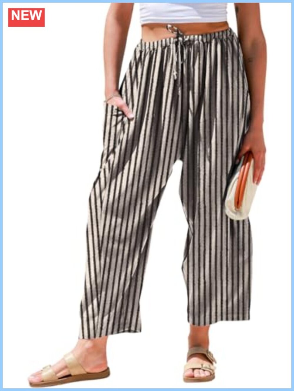 Linen Wide Leg Pants Casual Loose Palazzo Harem Pants With Pockets